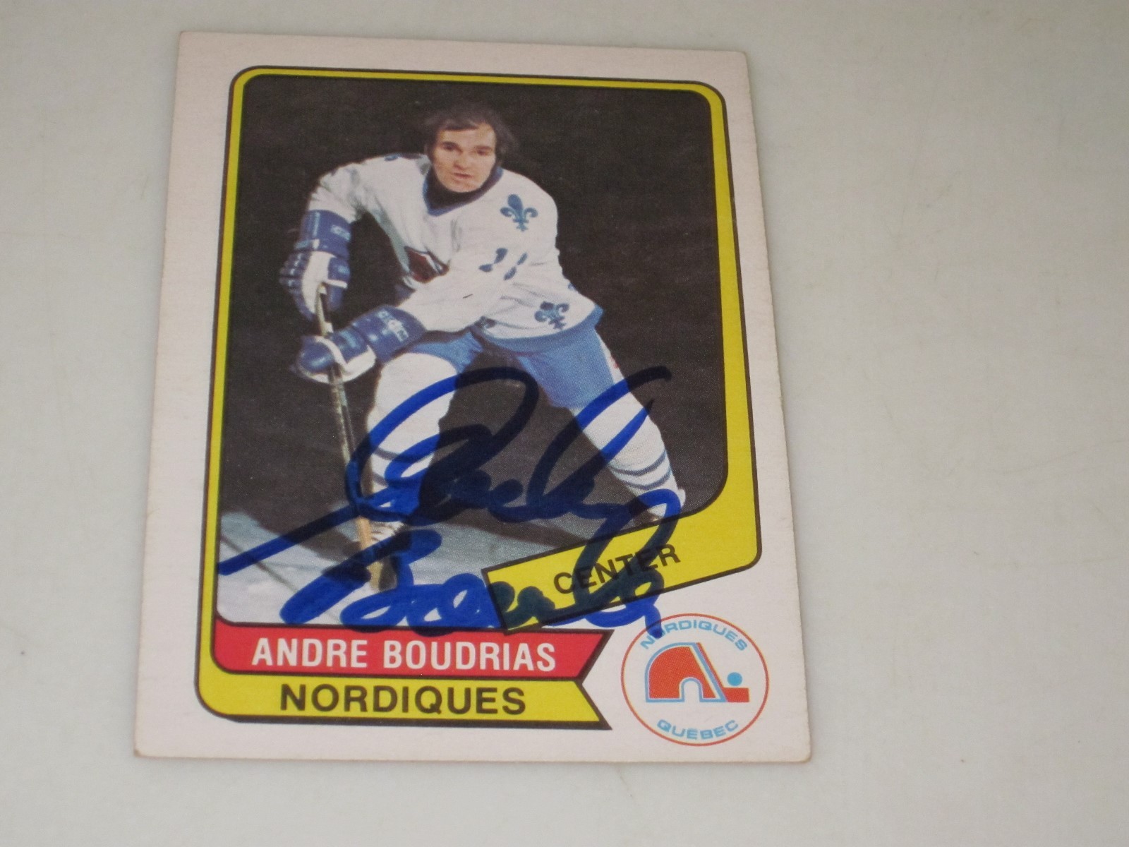 ANDRE BOUDRIAS AUTOGRAPHED 1976-1977 OPC O-PEE-CHEE WHA CARD