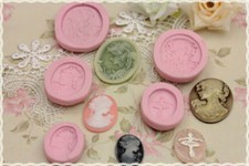 stampi gomma siliconica set forme cammeo - lotto 5pz fimo cernit formine