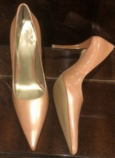 Nine West 8.5 Shoes Stilettos Heels Pointed Toe Pink Nude Vernis Lacquered Defct