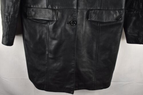Guess Collection Womans Vintage Matrix Long Leather Soft Jacket Size M Collared - Picture 3 of 11