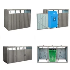 Outdoor Garden Yard Metal Garbage Bin Shed Lockable Doors Stores 2/3 Trash Cans