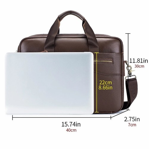 Bolso para cuaderno de cuero genuino de 14 pulgadas para hombre, bolso de oficina y negocios para hombre - Imagen 32 de 39