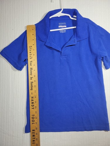 Boys Royal Blue School Uniform TOP Collar Size L 10/12 Short Sleeve - Picture 3 of 7