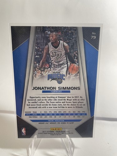 2017-18 Panini Prizm - #79 Jonathon Simmons - Bild 2 von 2