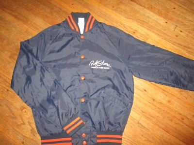 vtg 80s PUGH SHOWS NYLON JACKET Jeff Carnival Fair Midway Amusements Satin SMALL