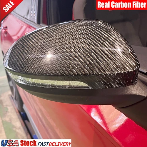 Real Carbon Side Mirror Cover Caps For VW Golf 8 MK8 R GTI R-Line W/Lane Assist