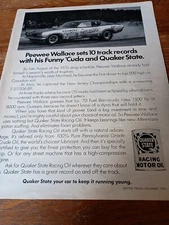 1970 Peewee Wallace Quaker State 10 Track Records Magazine As