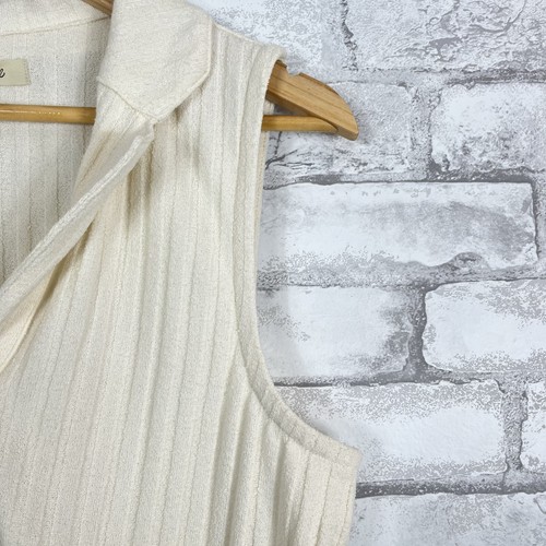 MADEWELL NWT Women's Mixed-Button Antique Cream Ribbed Polo Tank LARGE NP851 - Picture 5 of 8