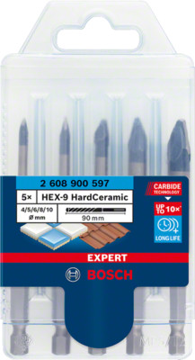 Bosch Expert HEX-9 HardCeramic Bohrer-Set 4/5/6/8/10mm harte Fliese Keramik