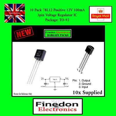10 Stck 78L12 WS78L12 Positiver 12V 100mA Linearer Spannungsregler TO92