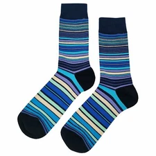 NWT Midnight Vibe Stripe Dress Socks Novelty Men 8-12 Blue Crazy Fun Sockfly