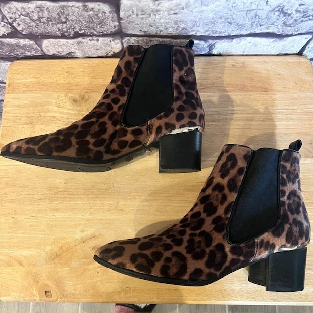 Nine West Black & Brown Animal Print Ankle Boots Size 8 - Image 2 of 4