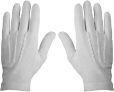 White Cotton Parade Gloves Military Dress Formal Tuxedo Police Marching Band