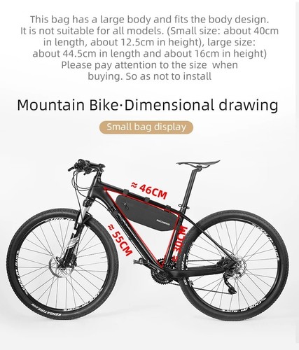 Waterproof 3L Bike Frame Bag for Mountain Bikes, 2 Pockets, Black - Picture 11 of 24