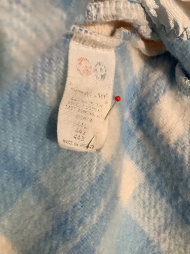 Fisher Price Vtg 1979 Blue Plaid Bunny Rabbit Security Blanket Lovey Satin - Picture 4 of 8