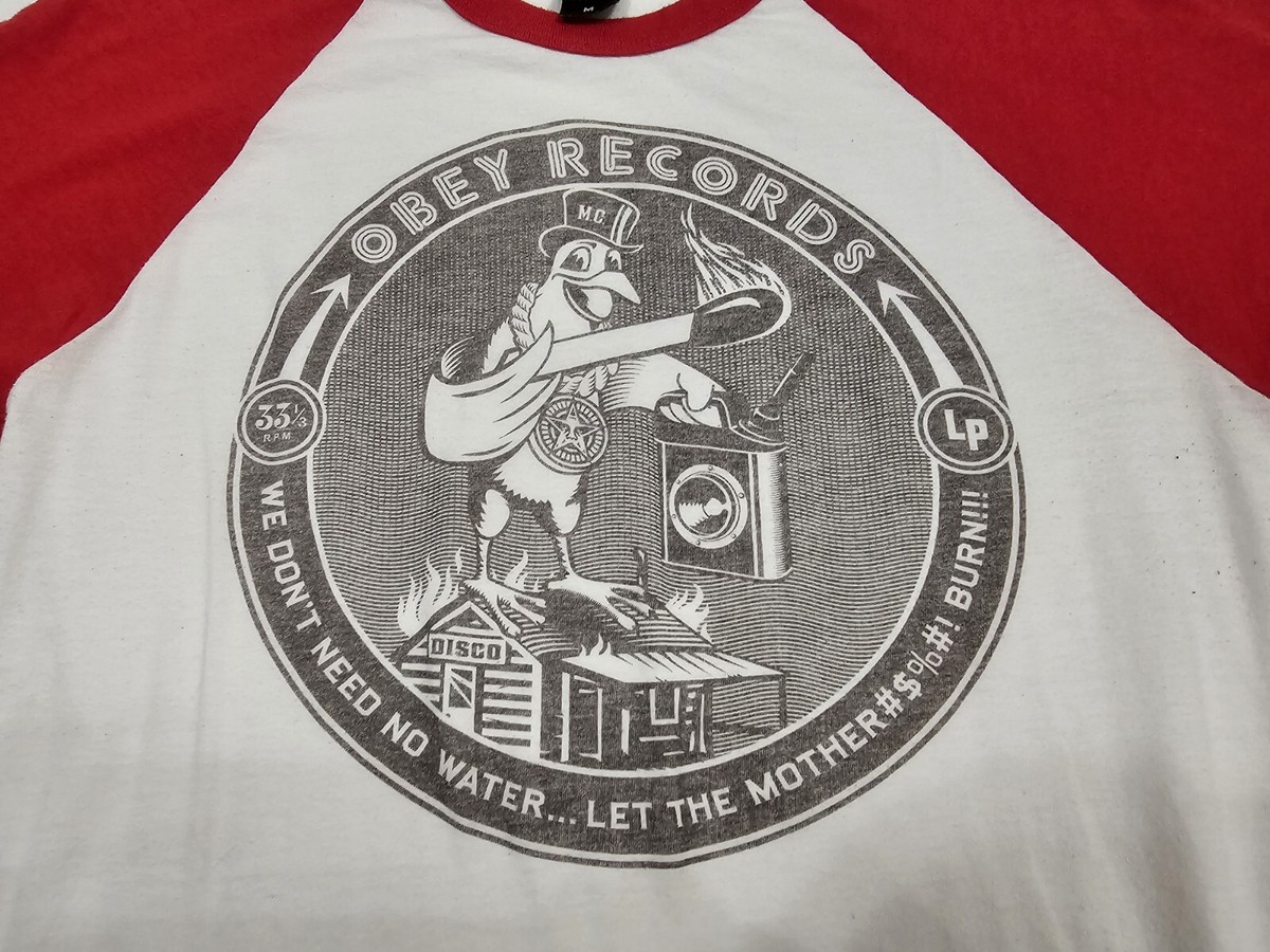 Vintage OBEY Shirt Men's S 3/4 Sleeve Softball Jersey Tee Adult