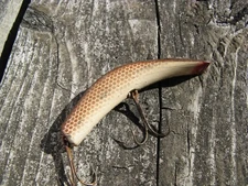 Vintage Kautzky Lazy Ike #3 Brown wood crankbait lure KL-34 SIL SC box Large TB2