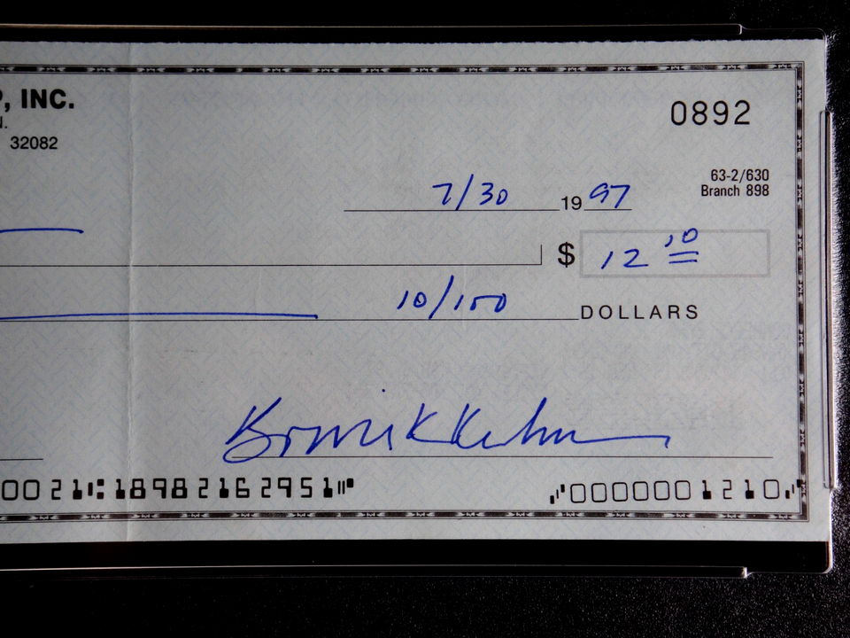 BOWIE KUHN PSA/DNA CERTIFIED SIGNED CHECK AUTOGRAPH BASEBALL HOF ...