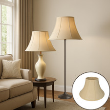 Traditional Cream Silk Fabric Bell Shape Table Lamp & Floor Lamp Shade