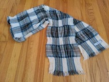 Lochcarron Of Scotland Blue Cream Plaid Scarf