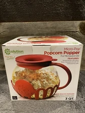 Ecolution Micro-Pop 3 Quart Microwave Popcorn Popper - Red- New!
