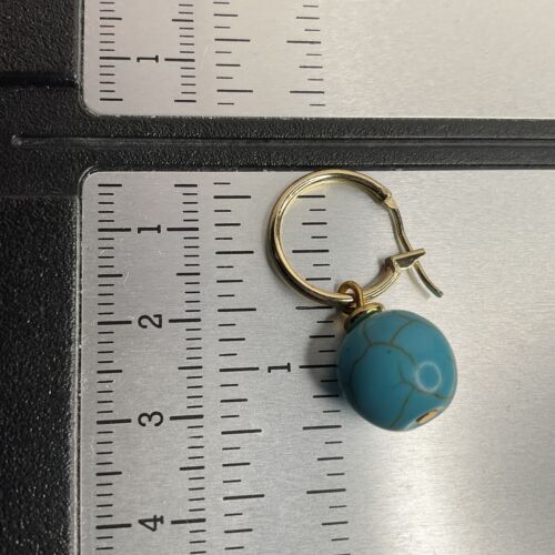 Orecchini pendenti perle pietre preziose rotonde turchese blu naturale oro leva - Foto 14 di 15
