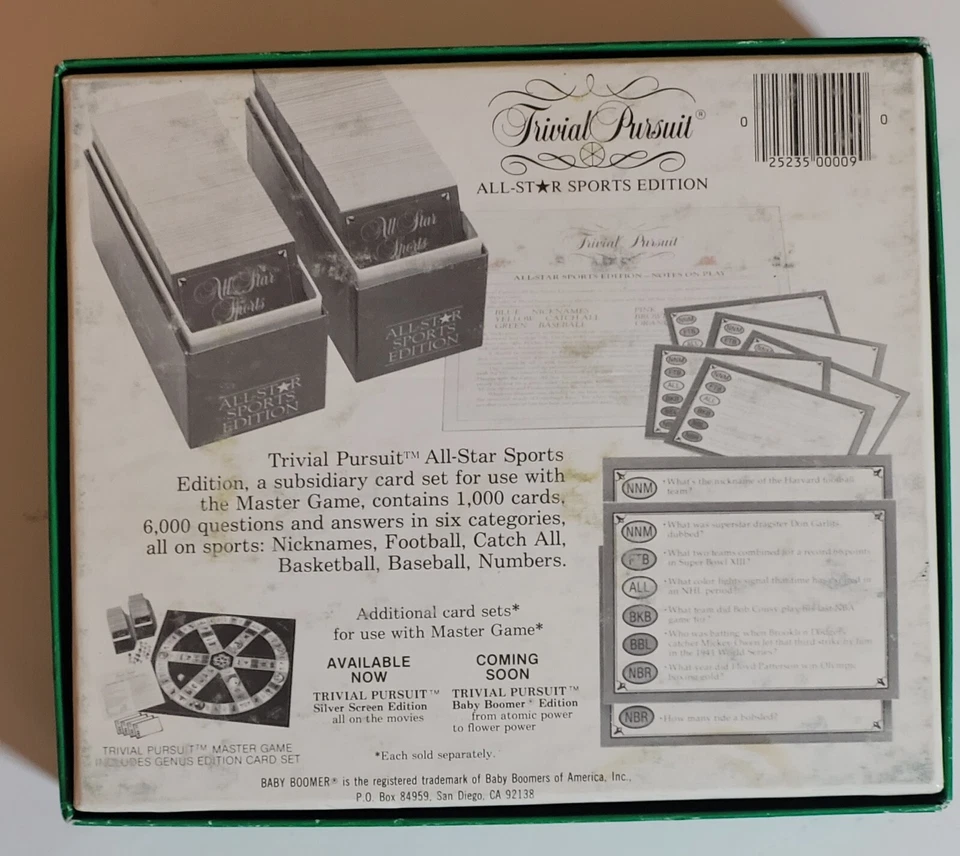 1981 Trivial Pursuit ALL-STAR SPORTS Edition Subsidiary Card, 1000 Cards - Image 2 of 4