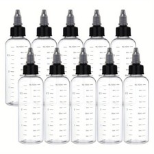 10Sets Transparent Plastic Bottle with Twist Cap and Graduated Measurement