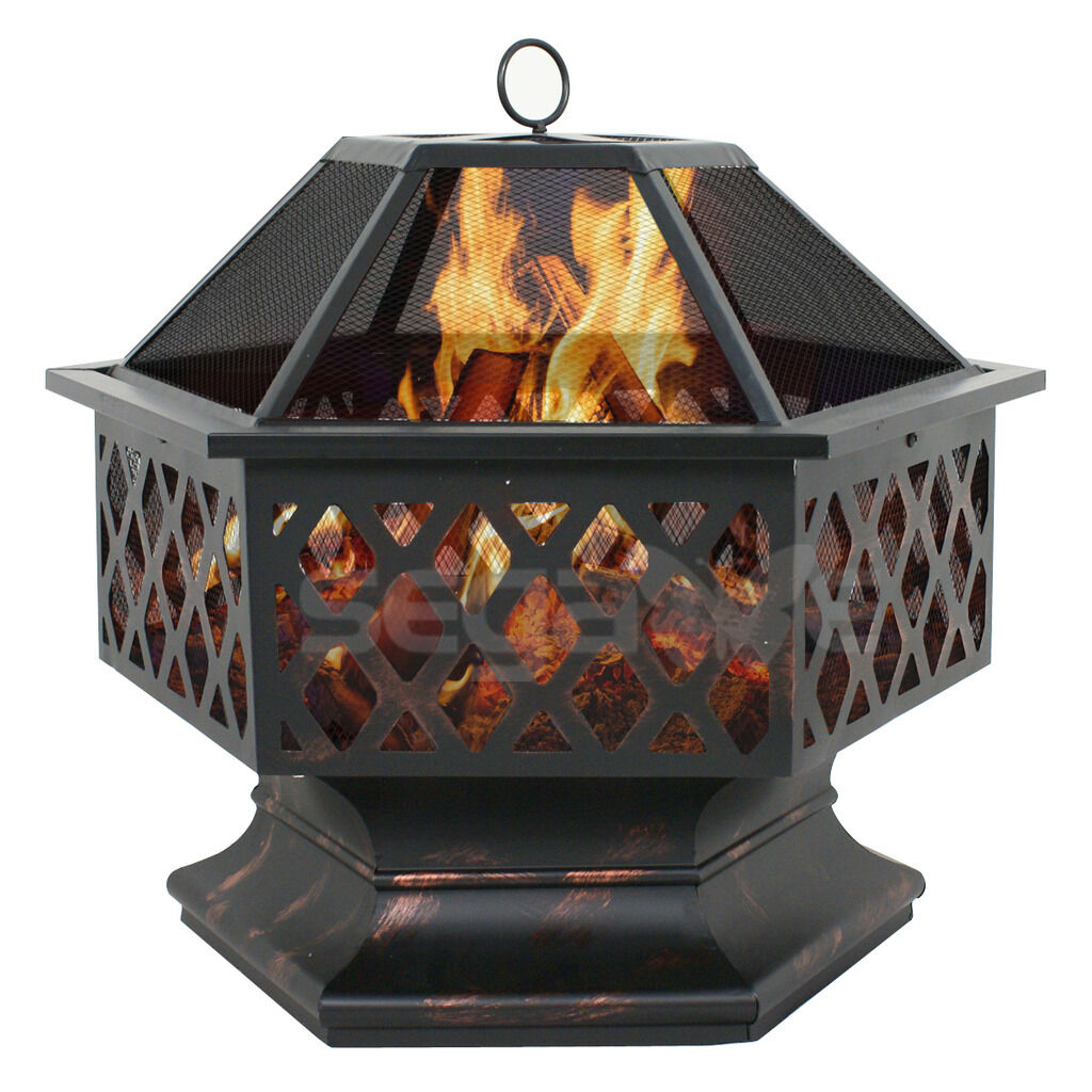 Fire Pit Hex Shaped Patio Outdoor Home Garden Backyard Firepit Bowl Fireplace Fire Pit Hex Shaped Patio Outdoor Home Garden Backyard Firepit Bowl Fireplace