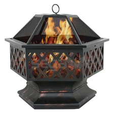 Patio Fire Pit Outdoor Hex Shaped Home Garden Backyard Firepit Bowl Fireplace