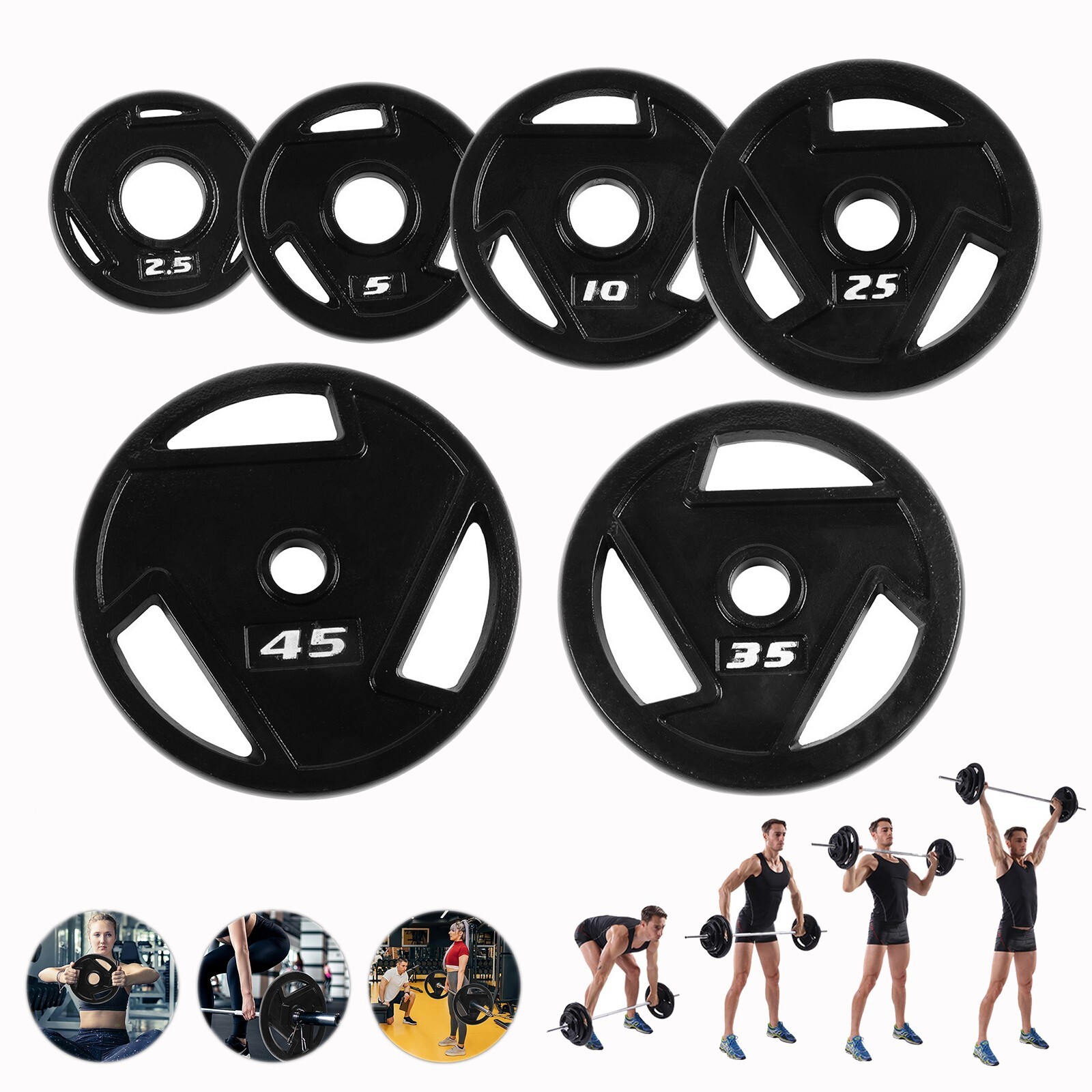 2 In Grip Cast Iron Olympic Weight Plates Barbell Plates 5 10 25 35 45