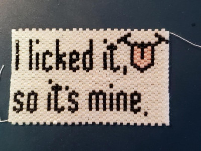 New Hand Beaded Funny Pen Wrap on Pilot G2 Pen '' I licked it so it's mine''