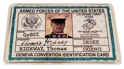 Gunny Highway Clint Eastwood USMC Marine US Military Army ID Card 