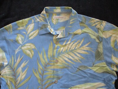 Men's TOMMY BAHAMA S/S Shirt Aloha Multi Color Modern Flora 100% Silk  Size L