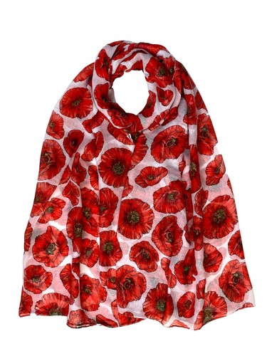 NEW Poppy Print Mini Poppy Scarf Women Fashion Soft Lightweight Scarves Shawl - Picture 9 of 9