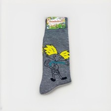 Nickelodeon Hey Arnold Socks Gray Size 6-12 NWT 90s Vintage Unisex Gift Retro