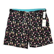 Tommy Bahama Men Swim Trunks Baja Colada Sunset Black 2XL 110 Tropical NWT New