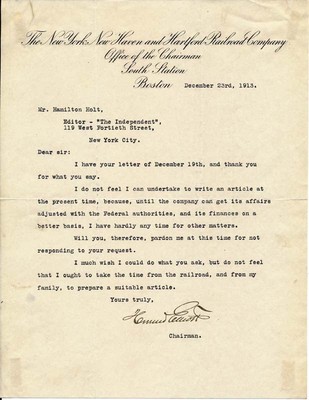 Howard ELLIOTT / Typed Letter Signed