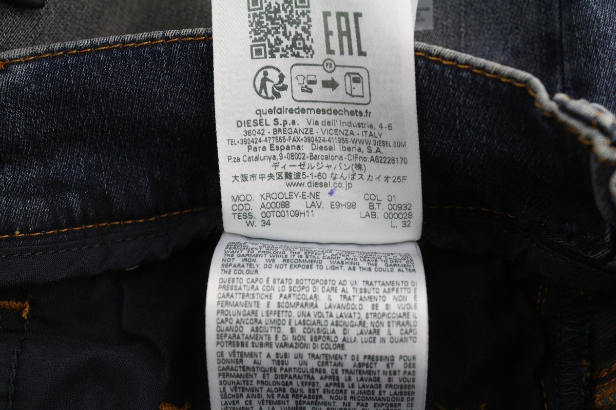 DIESEL Krooley-E-Ne E9H98 Men Jeans W34/L32 Jogg Distress