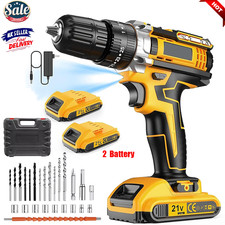 🔥Cordless Drill 21V 2 Battery Combi Driver High Power Electric Screwdriver Set