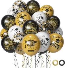 50 Pack Graduation Party Decorations Balloons Set - 12 Inch Graduation Balloons 