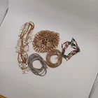 EXTRA LONG 54" VARIETY GOLD SILVER BEADED vintage lot costume jewelry necklaces