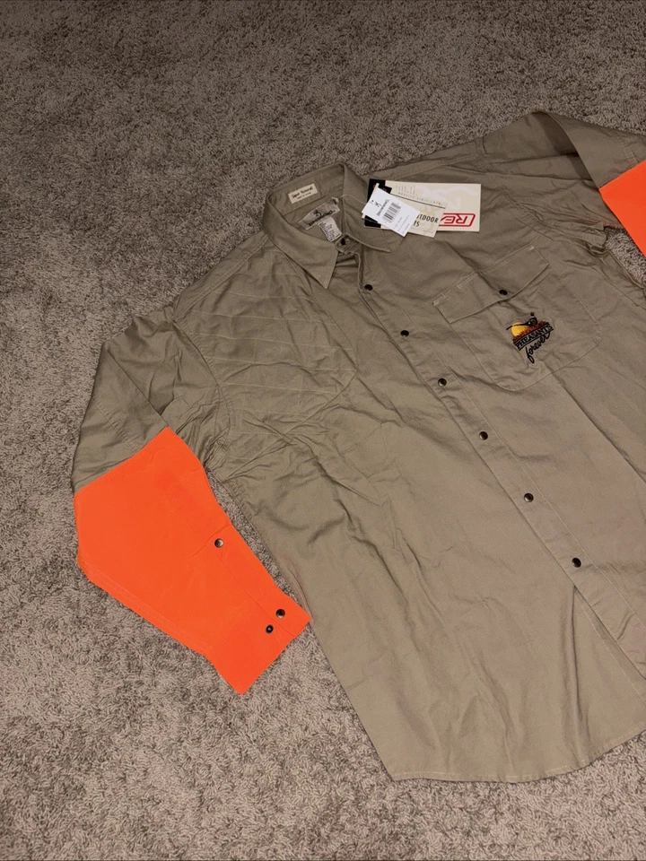 Browning Pheasants Forever Long Sleeve Snap Shooting Shirt Tan Blaze Mens XL NWT - Image 2 of 4