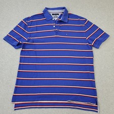 Tommy Hilfiger Polo Mens XL Blue Classic Fit Striped Embroidery Shirt