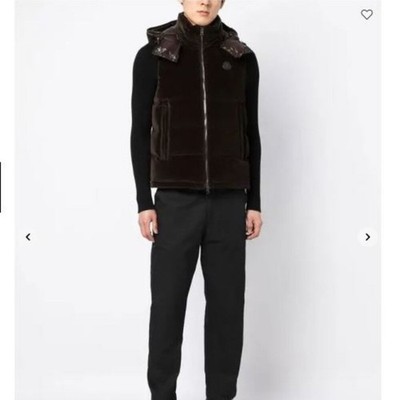 Moncler Vexin Padded Velvet Gilet Puffer Down Vest Brown Sz 4 (XL 