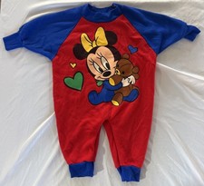 Vintage Baby Minnie Mouse Sleeper 12 Months Bold Colors Y2K 90s Snap Legs