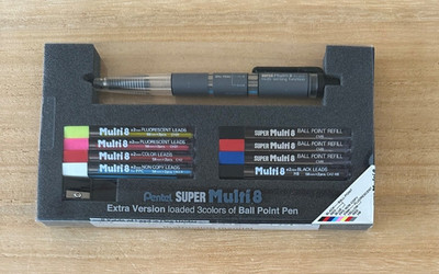 Pentel Super Multi 8 PH803ST Pen Set 8-in-1 Ballpoint & Lead + Refills Japan