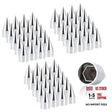 Lug Nut Covers 33mm 4-1/4" Spike Push-on Nut Covers ABS 60 Pack Silver-4 1/4"