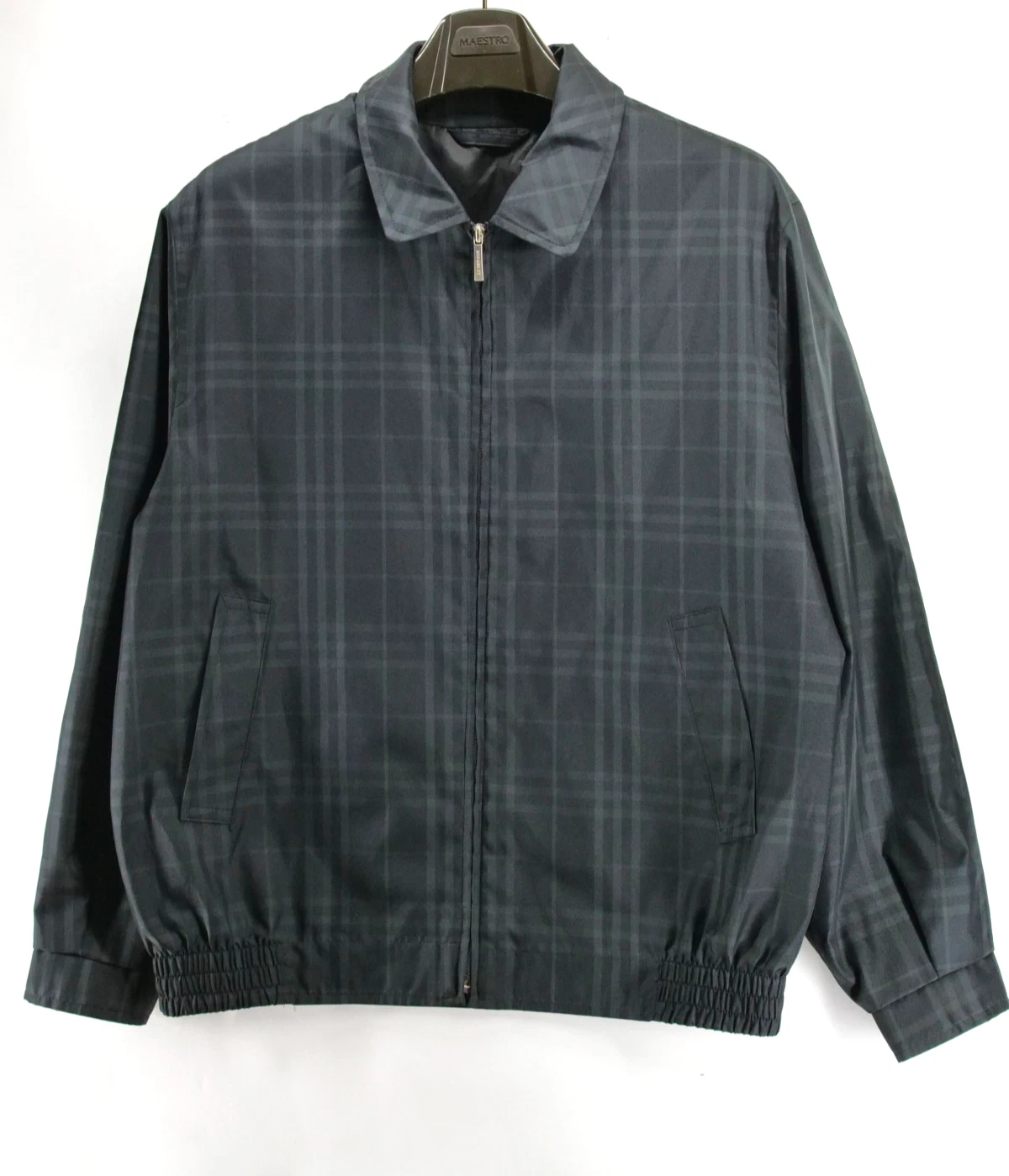 Burberry — Vintage Burberry London Black Plaid Jacket Mens L Windbreaker Zipped Made In USA