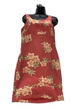 Tommy Bahama vtg Silk Red Hawaiian Tropical Floral Sleeveless Sheath Dress 6